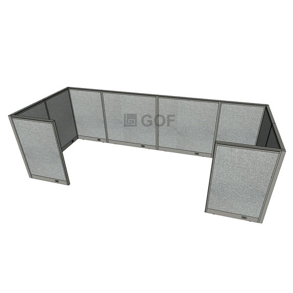GOF 2 Person Workstation Cubicle (5’D x 12’W x 4’H) / Office Partition, Room Divider (48"H Cubicle Olny, Grey)