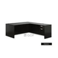 thumbnail image 1 of GOF 2 Person Workstation Cubicle (5’D x 12’W x 5’H-W) / Office Partition, Room Divider (L-Shape Desk Only, Espresso), 1 of 5