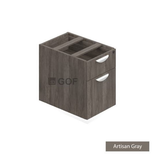 GOF 2 Person Workstation Cubicle (5’D x 12’W x 6’H-W) / Office Partition, Room Divider (Pedastal Only, Artisan Grey)