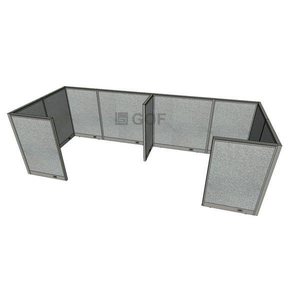 GOF 2 Person Workstation Cubicle (5’D x 13’W x 4’H-W) / Office Partition, Room Divider (48"H-W Cubicle Olny, Grey)