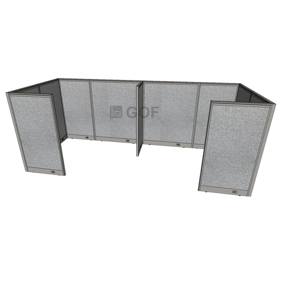 GOF 2 Person Workstation Cubicle (5’D x 13’W x 5’H-W) / Office Partition, Room Divider (60"H-W Cubicle Olny, Grey)