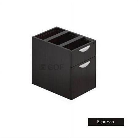 GOF 2 Person Workstation Cubicle (5’D x 13’W x 5’H-W) / Office Partition, Room Divider (Pedestal Only, Espresso)