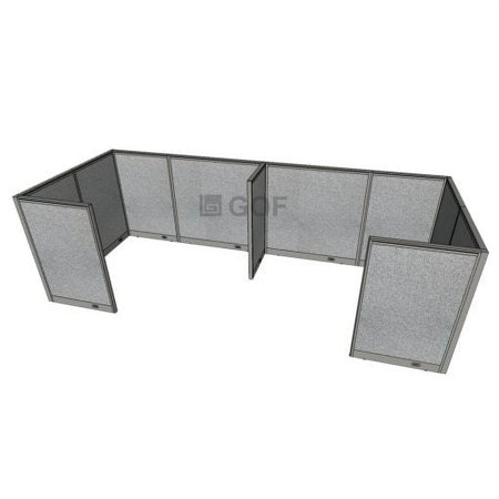 GOF 2 Person Workstation Cubicle (C-6’D x 12’W x 4’H) / Office Partition, Room Divider (48"H Cubicle Olny, Grey)