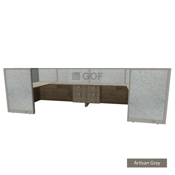 GOF 2 Person Workstation Cubicle (C-6D x 12W x 4H-W) / Office Partition, Room Divider (48"H Cubicle with Desk, Artisan Grey)