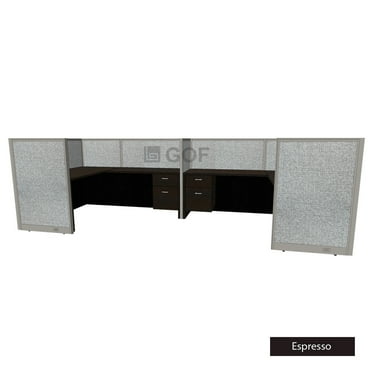 GOF 2 Person Workstation Cubicle (C-6’D x 12’W x 4’H-W) / Office Partition, Room Divider (48"H Cubicle with Desk, Espresso)