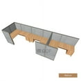 thumbnail image 1 of GOF 3 Person Workstation Cubicle (5’D x 18’W x 5’H) / Office Partition, Room Divider (60"H Cubicle with Desk, Walnut), 1 of 5