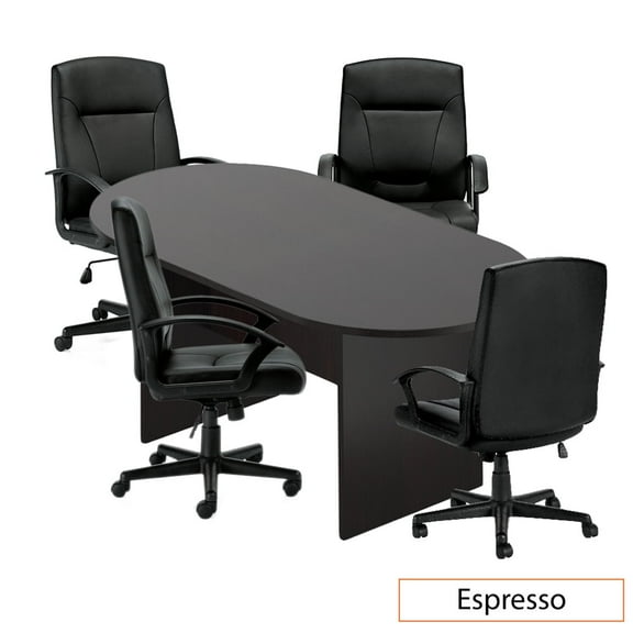 GOF 6 Ft. Espresso Conference Table with 4 Luxhide Office Chairs (G11776B) – Premium Meeting Room Set