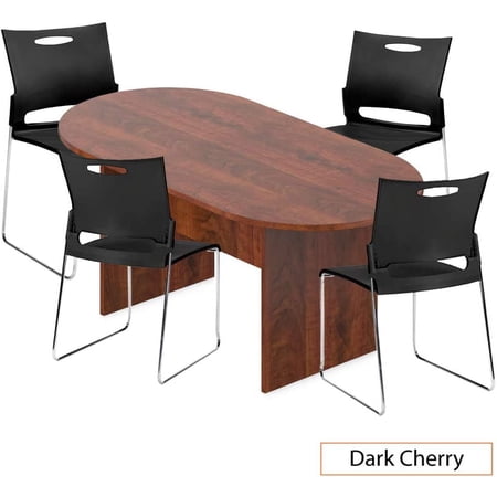 GOF Conference Table & Chair (G11310B) Set – 6 Ft. Dark Cherry Table with 4 Stackable Chairs – Modern Office Room Set