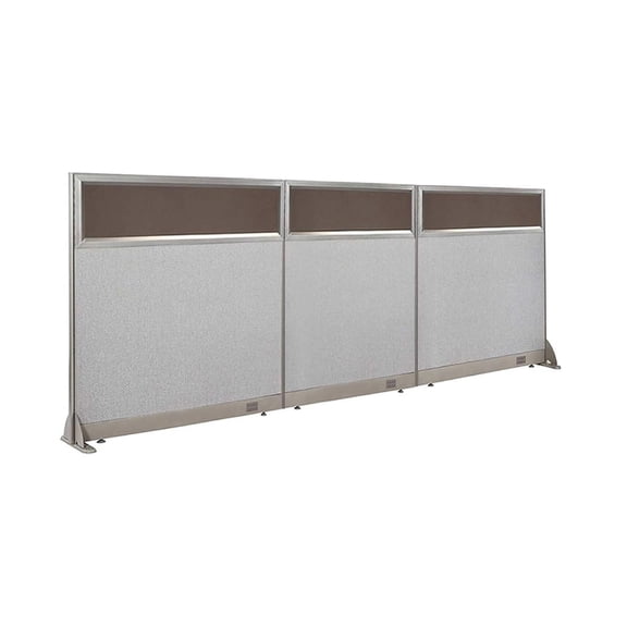 GOF Freestanding Partition (108"W x 48"H) Straight Run Partial Glass Panels w/ Safety Legs, Office Room Divider
