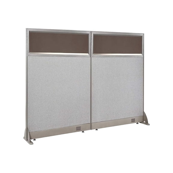 GOF Freestanding Partition (60"W x 48"H) Straight Run Partial Glass Panels w/ Safety Legs, Office Room Divider