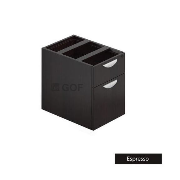 GOF Office Furniture Hanging Box/File Pedestal Only (22”D x 16”W x 19”H, Espresso)