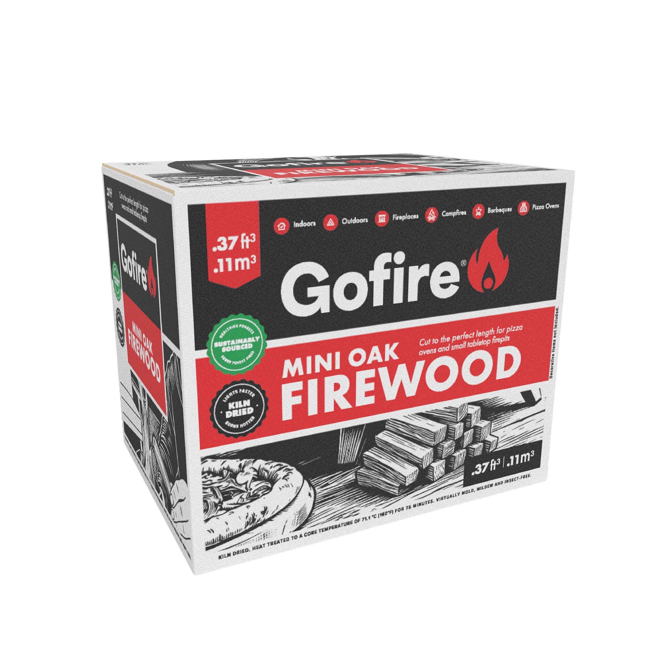 GoFire Mini Oak Firelogs, 10x8x8 Inches, Consistent Heat, Rich Smoky Flavor