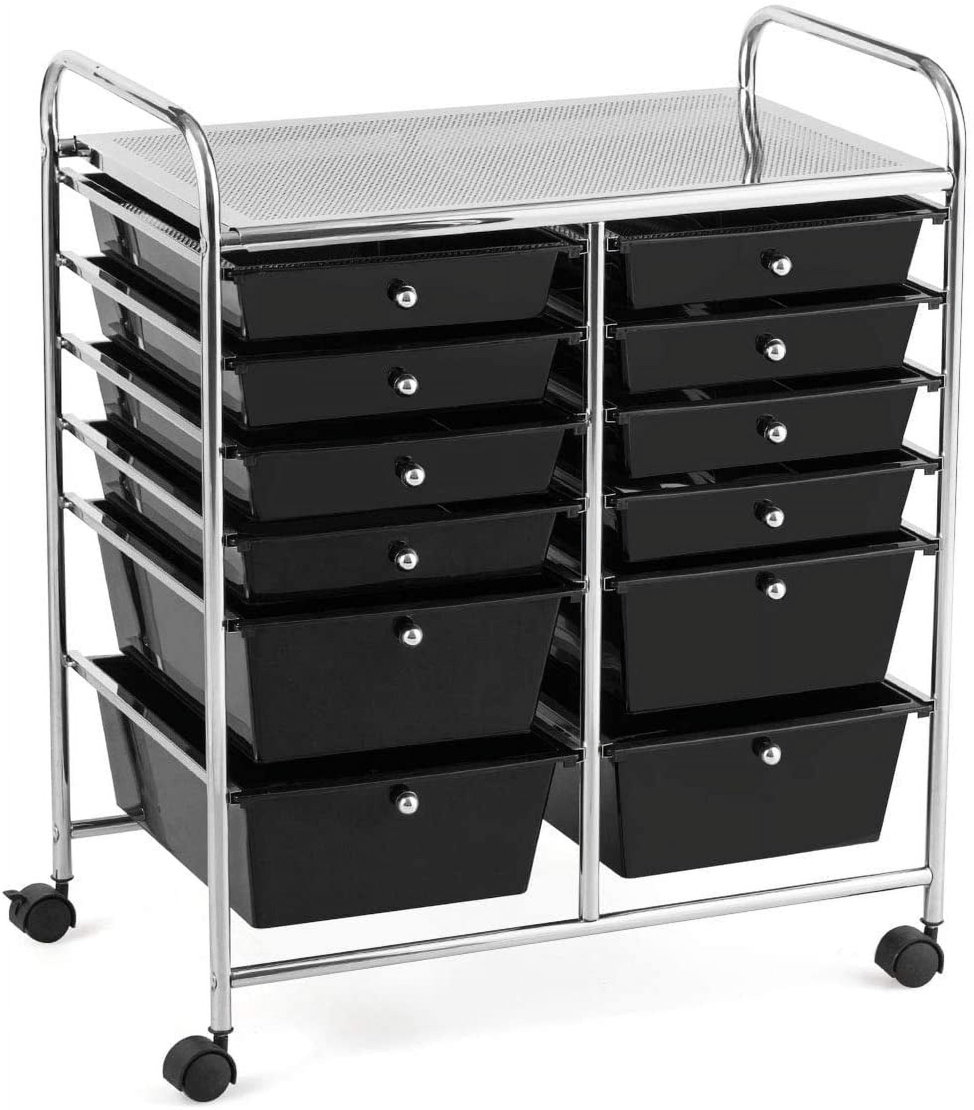 Black Rolling Cart With Drawersnull