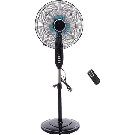 GOFLAME 16" Dual Blade Pedestal Fan, Oscillating Stand Fan Height Adjustable with Remote Control, 3 Speed Settings, Timer, LCD Display, Ideal for Bedroom, Living Room, Office