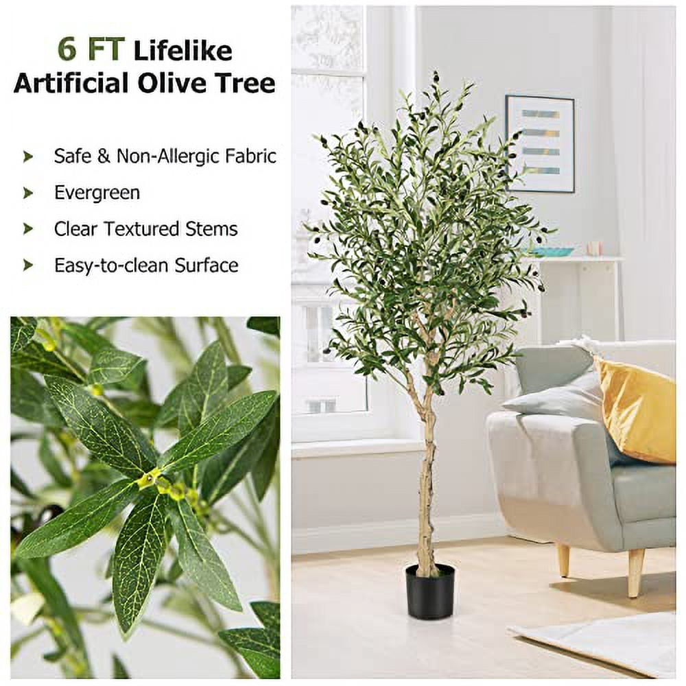 GOFLAME 2 Pack Artificial Olive Trees, 6 FT Fake Potted Tree for Indoor — free download