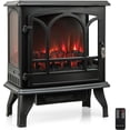 thumbnail image 1 of GOFLAME 23” Electric Fireplace Stove, Freestanding Fireplace Heater with 3-Level Dimmable Flame Effect and 6H Timer, Remote Control, Compact Stove Heater with Overheat Protection, 1400W, 1 of 18