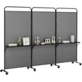 thumbnail image 1 of GOFLAME 3 Panel Room Divider with Storage Shelves, 6FT Folding Privacy Screen with Lockable Wheels, Portable Rolling Wall Divider, Freestanding Partition Screen for Room Separation, Grey, 1 of 9