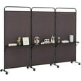 thumbnail image 1 of GOFLAME 3 Panel Room Divider with Storage Shelves, 6FT Folding Privacy Screen with Lockable Wheels, Portable Rolling Wall Divider, Freestanding Partition Screen for Room Separation, Brown, 1 of 18