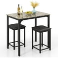 thumbnail image 1 of GOFLAME 3-Piece Dining Table Set for 2, Kitchen Counter Height Table and Chairs Set with Faux Marble Tabletop, Padded Stools, Modern Bar & Pub Table Set for Dining Room, Restaurant (Black & Beige), 1 of 17