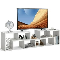 GOFLAME 3 Pieces TV Console Stand, Modern Entertainment Center for 50 55 60 65 Inch Flat Screen TV, Free Combination Bookcase for Storage & Display, Suitable for Living Room, Bedroom (White)