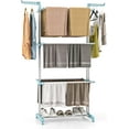 thumbnail image 1 of GOFLAME 4-Tier Clothes Drying Rack, Collapsible Clothes Horse Rack with Rotatable Side Wings and Foldable Shelves, Freestanding Garment Dryer Stand with Casters for Indoor and Outdoor Use, Blue, 1 of 18