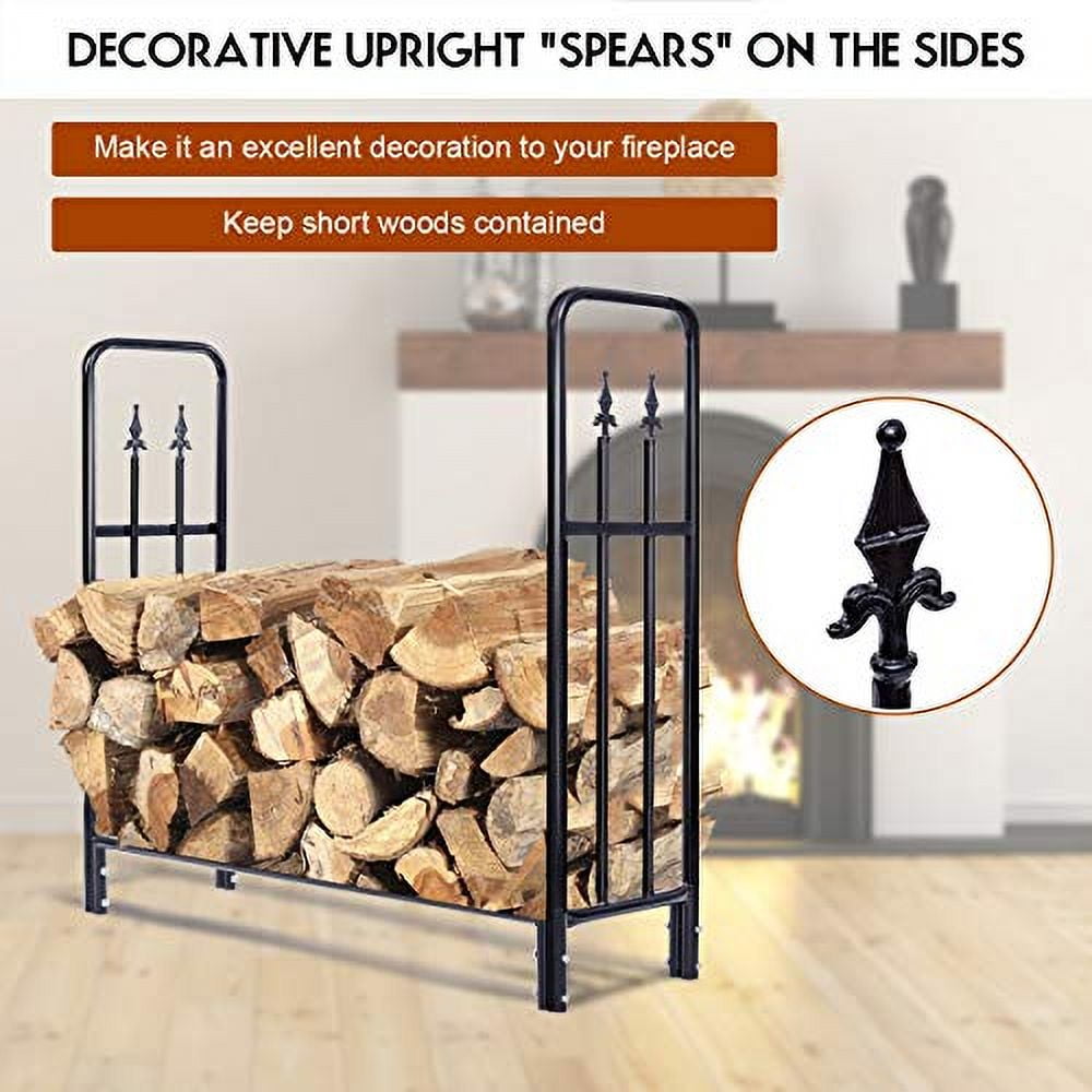 GOFLAME 4 ft Firewood Log Rack, Indoor and Outdoor Wood Storage Rack ...