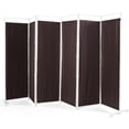 thumbnail image 1 of GOFLAME 6 Ft Room Divider, 6 Panel Folding Wall Divider, Freestanding Partition with Adjustable Foot Pads, Perfect Privacy Screen for Home Office, Brown, 1 of 17