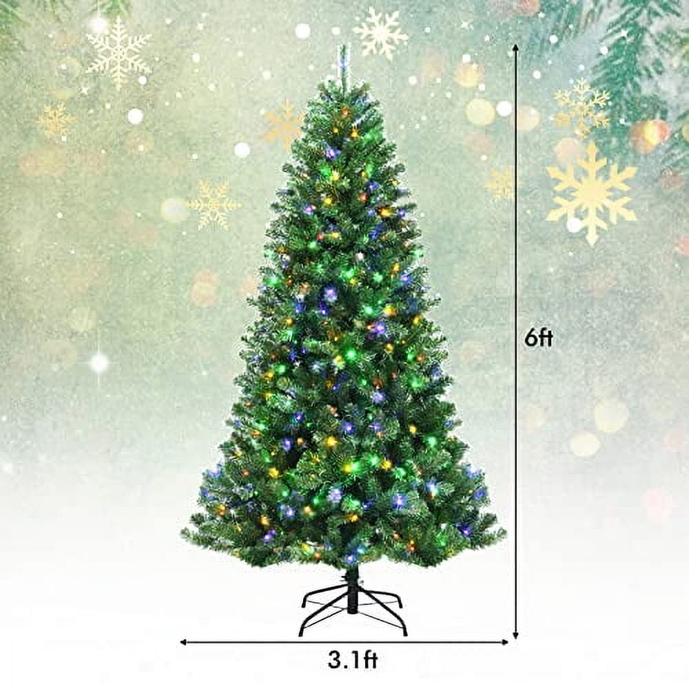 GOFLAME 7ft Pre-Lit Artificial Christmas Tree, Realistic Xmas Tree W ...