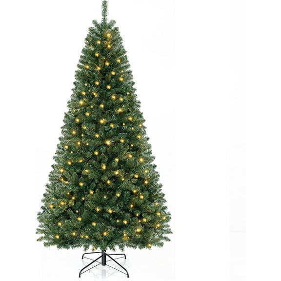 GOFLAME 7.5ft Pre-lit Artificial Christmas Tree - 1162 Tips, 380 LED Lights, 11 Modes, Remote, Hinged Branches