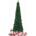 thumbnail image 1 of GOFLAME 9 FT Pencil Slim Christmas Tree, Artificial Christmas Tree with Foldable Metal Stand and PVC Material, Perfect Holiday Decoration for Home and Office, Green, 1 of 9