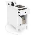 thumbnail image 1 of GOFLAME Flip Top End Table with Charging Station, Modern Side Table with Drawer, Storage Cabinet, USB Ports & Outlets, Narrow Nightstands for Small Spaces, Living Room, Bedroom, White, 1 of 9