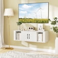 thumbnail image 1 of GOFLAME Floating TV Stand, Wall Mounted TV Console Table with Doors, Entertainment Media Center Under TV, Modern TV Cabinet for Living Room, Bedroom, Office, White, 1 of 9