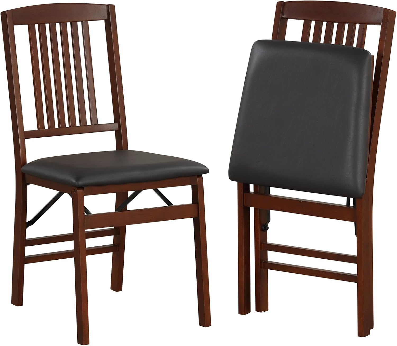 Pvc Double Chair GOFLAME Folding Dining Chairs Set of 2, Foldable Chairs with PVC Padded ...