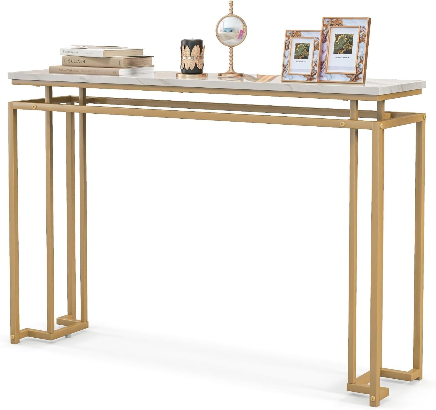 GOFLAME Gold Console Table, 47 Inch Modern Narrow Entryway Table With ...