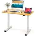 thumbnail image 1 of GOFLAME Height Adjustable Electric Standing Desk, 44 x 24 Inches Sit to Stand Computer Workstation with Cable Management Hole, Ergonomic Stand up Desk with Splice Board for Home Office, Natural, 1 of 10