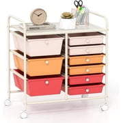 GOFLAME Rolling Storage Cart, Mobile Utility Cart with Removable Drawers & Metal Frame, Art Craft Organizer Cart with Lockable Wheels, Storage Drawer Cart for Home Office School