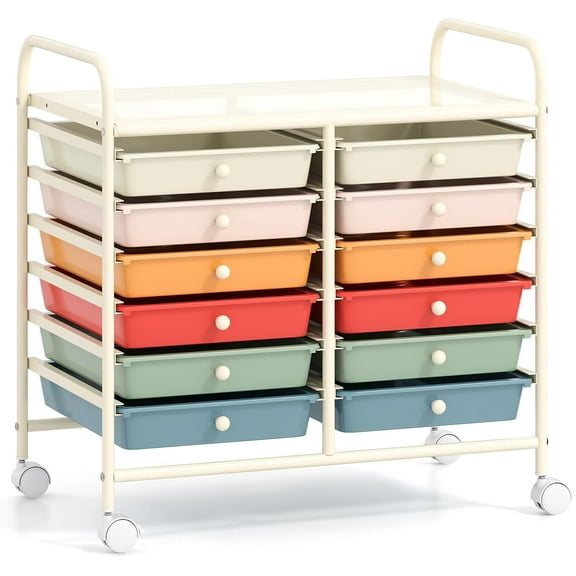 GOFLAME Rolling Storage Cart, Multifunctional Art Craft Organizer Cart, Mobile Utility Storage Cart with Removable Drawers & Lockable Wheels, Craft Cart for Home Office School