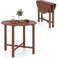 thumbnail image 1 of GOFLAME Round Drop Leaf Dining Table for 2-4 People, 36” Folding Kitchen Table with Solid Wood Legs, Farmhouse Extendable Table for Dining Room, Living Room, Restaurant (Round, Walnut), 1 of 9