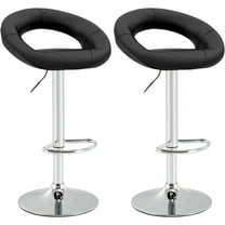 GOFLAME Swivel Bar Stools Set of 2, Modern PU Leather Counter Height Stools with Hollow Back & Footrest, Black