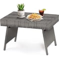 thumbnail image 1 of GOFLAME Wicker Table Patio Outdoor Poolside Garden Lawn Bistro Foldable Portable Leisure Standing Coffee Side Table, Grey, 1 of 18