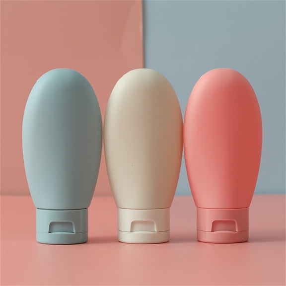 GOFLIC 3-Pack 60ml PE Plastic Extrusion Travel Bottles Leakproof Refillable Small Containers for Shampoo, Conditioner, Lotion or Soap Portable Separate Squeeze Tubes