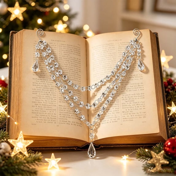 GOFLIC Acrylic Crystal Bead Garland for Christmas Tree 3 Pack, Sparkling Tassel Ornament Strand, Hanging Decoration for Xmas, Wedding & Party Venue Decor