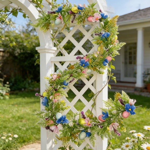 GOFLIC Artificial Flower Vine Garland, Silk Hanging Plants for Ceiling Pipe Wrapping and Covering, Simulation Ivy for Wedding Arch Home Decor, 6.5 Ft
