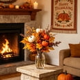 thumbnail image 1 of GOFLIC Artificial Pumpkin and Maple Leaf Bouquet, Plastic Fall Floral Arrangement, for Thanksgiving Table Centerpiece, 1 of 6