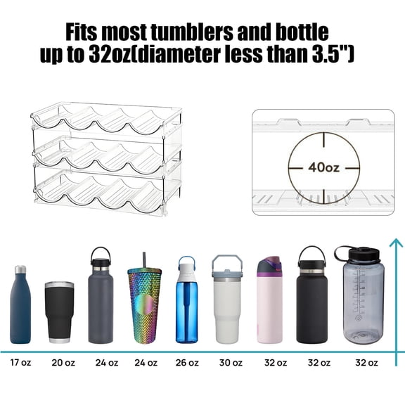 GOFLIC Clear Stackable Detachable Plastic Wine Bottle Storage Rack – Water Bottle Organizer for Kitchen Counter, Pantry, Bar – Beverage Shelf for Wine, Beer, Soda, Cylindrical