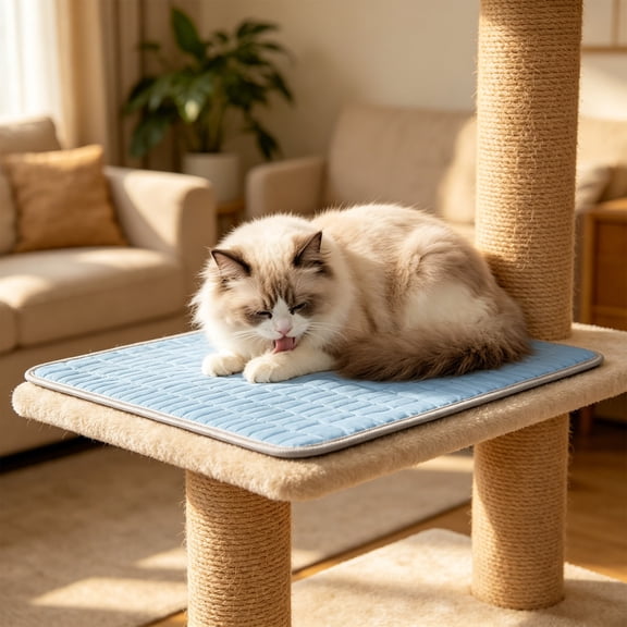 GOFLIC Cooling Pet Pad for Dogs Cats Self-Cooling Mat Non-Slip, Portable Pet Bed for Crate Sofa Floor Car, Washable Ice Mat Hot Weather Indoor Outdoor Blue