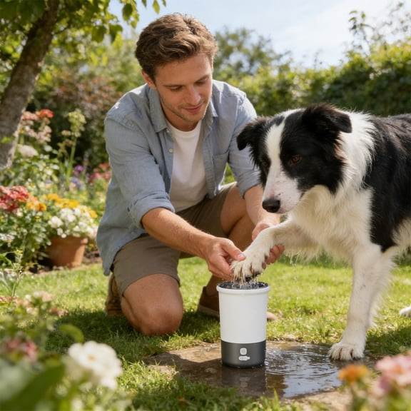 GOFLIC Pet Foot Washing Cup for Dogs Cats, Portable Puppy Paw Cleaner with Soft Bristles, Plastic Pet Cleaning Tool for Home Use, Quick Mud Sand Removal, Easy Disassemble Rinse