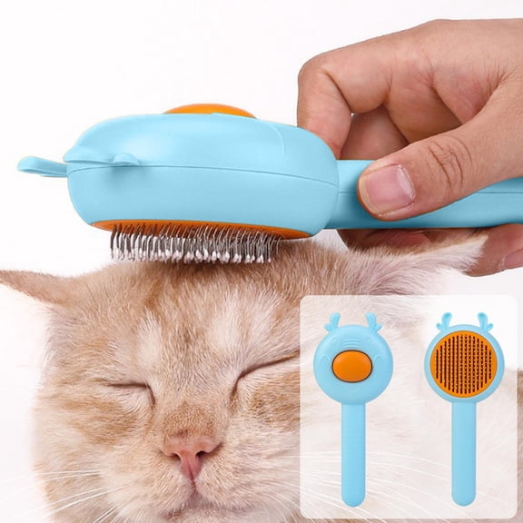 GOFLIC Pet Shedding Comb for Cats Dogs, Stainless Steel Pin Deshedding Tool with Resin Tips, One-Click Hair Release Undercoat Rake for Loose Fur Removal
