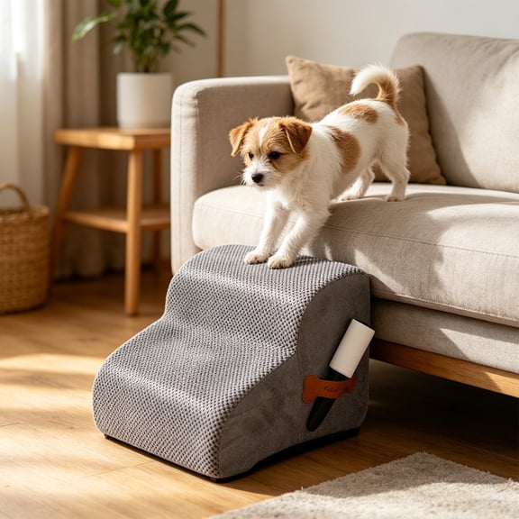 GOFLIC Pet Stairs for Small Dogs Cats, Non Slip Pet Ramp with Washable Cover, Multi Step Ladder for Bed Couch Sofa, Indoor Outdoor Senior Small Medium