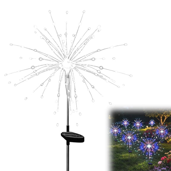 GOFLIC Solar Firework Lights Outdoor, Flower Starburst Garden Stake Light 90 LED Colorful Waterproof for Lawn Patio Pathway Yard Holiday Party Outdoor Decor